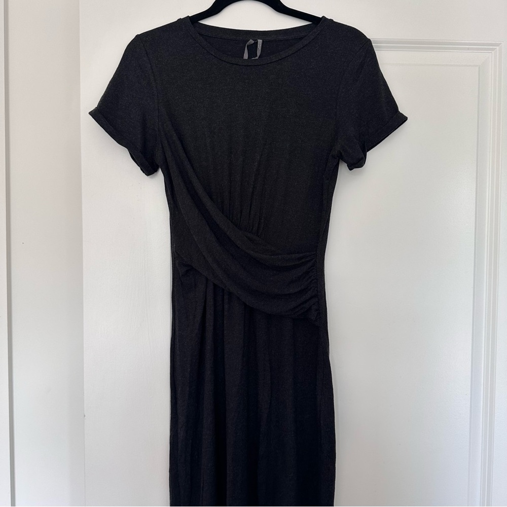 Anthropologie (XS) Globetrotter T-Shirt Midi Dress- Charcoal Gray Minimalist - Picture 8 of 9